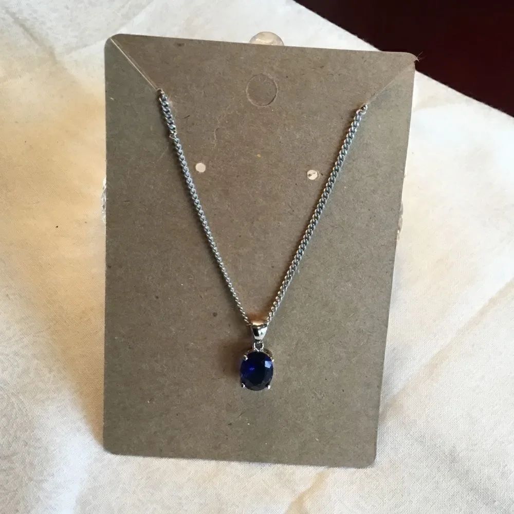 Sterling Silver Faceted Kyanite Stone Necklace
